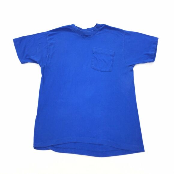 Vintage Fruit of the Loom T-Shirt Size Large Solid Bright Blue Single Stitch L - Picture 1 of 4